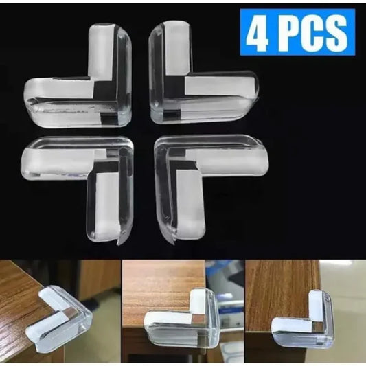Set Of 4 Clear Safety Soft Plastic Table Desk Corner Guard Protector